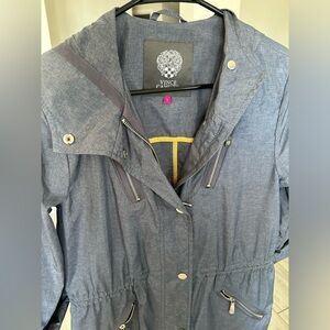 Vince Camuto grey lightweight long jacket - small- hooded